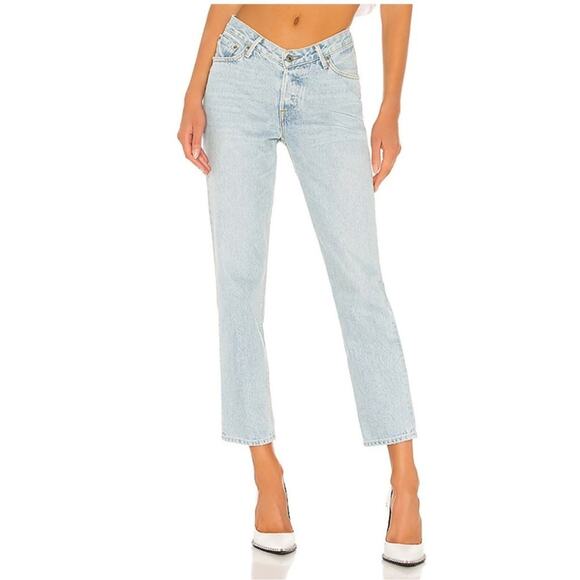 GRLFRND Abbey Be That Way Straight Leg Light Wash Inverted Mid Rise Jeans - Picture 1 of 13